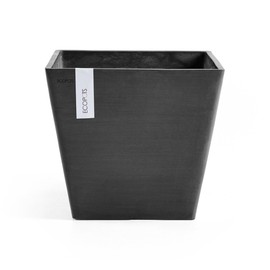 Ecopots Rotterdam Durable Modern Square Indoor/Outdoor Recycled-Based Composite Flower Planter, Dark Grey, 12"