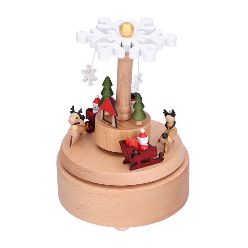 Wooden Music Box Snowflake Decor Wood Grain Texture Beautiful Sound