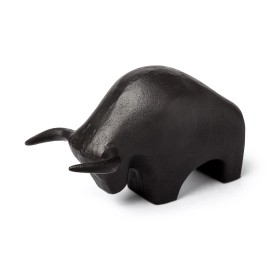 Homeroots Black Cast Aluminum Raging Bull Decor Piece