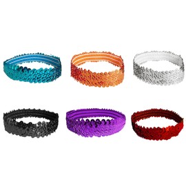 Leliafleury 6Pcs Elastic Sequin Headband, Sparkly Sport Head Bands, Glitter Headband for Women (6 Colors)
