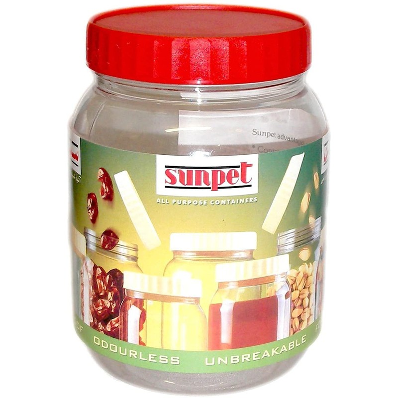 Sunpet J1500 Large Red Top Plastic Food Storage Canister Size