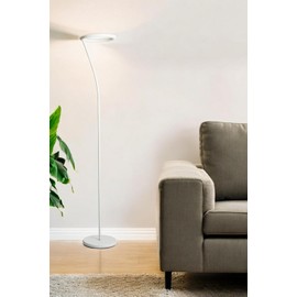 HomeRoots 73" White LED Torchiere Floor Lamp with White
