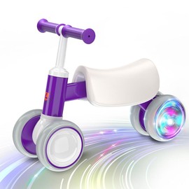 Colorful Lighting Baby Balance Bike Perfect Toy Gift for 1.5 Year Old Boys Girls, 18-36 Months Toddler Balance Bike,1st Birthday Gifts - Color: Purple