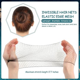 100Pcs Red para Cabello, Red de Pelo Tejida, Mesh Cap, Malla Elástica Invisible para Mujeres, Gorro Desechable Tipo, Malla Elástica Invisible para Peluca Ajustable, Bollo de Ballet, Dormir y Cocinar (Negro)