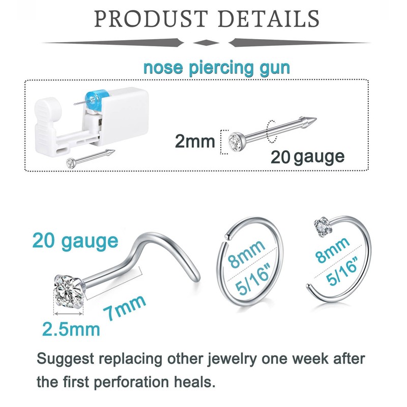 QWALIT Nose Piercing Kit Nose Piercing Gun Nose Ring Piercing