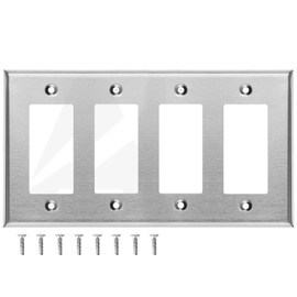 Stainless Steel Outlet Covers for Rocker Switches, 3-Gang Standard Size, 4.5'' x 6.38'', Light Switch Cover Plate, Metal Wall Plate Cover, Rockertive Outlet Covers, Screws Included