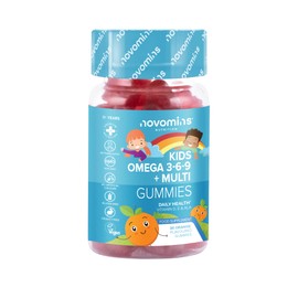 Novomins Kinder Omega 3 6 9 Gummibärchen – Vitamin D & Vitamin E – Omega 3 Vegan – 1 Monatsvorrat – Nahrungsergänzungsmittel zum Kauen – Pflanzliche Alternative zu Fischöl – Kinder Vitamine von Novomins