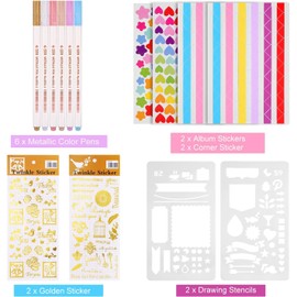 DazSpirit Scrapbook Photo Album 29.5 X 21 Cm Couples Scrapbook With 60 Pages, For 160 Pictures, Includes 6 Metallic Colour Markers, 6 Stickers and 2 templates, For Birthday And Wedding (Purple)