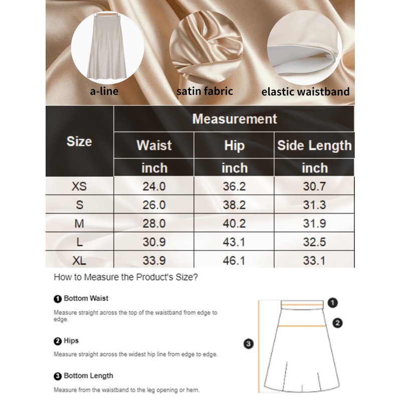 Zeagoo Satin Skirts for Women Wedding Party Silk Skirts Casual