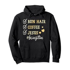 Bun Hair, Jesus, Coffee Pullover Hoodie