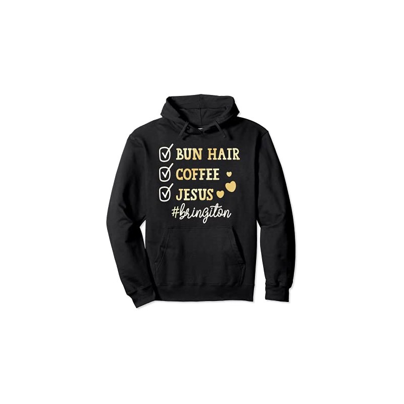 Bun Hair, Jesus, Coffee Pullover Hoodie