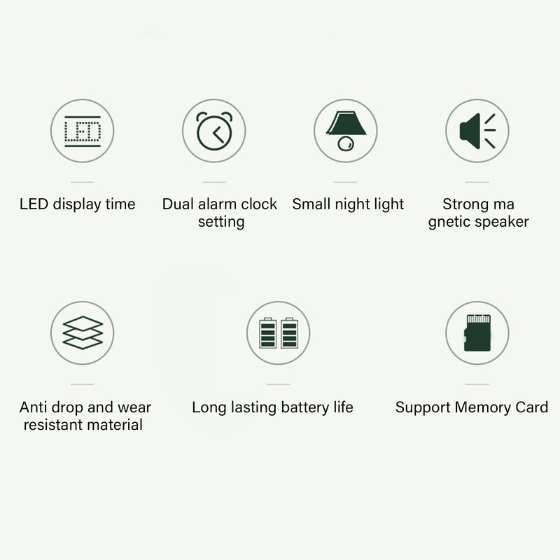 Bluetooth Speaker Alarm Clock Radio Digital LED Display Subwoofer Mini