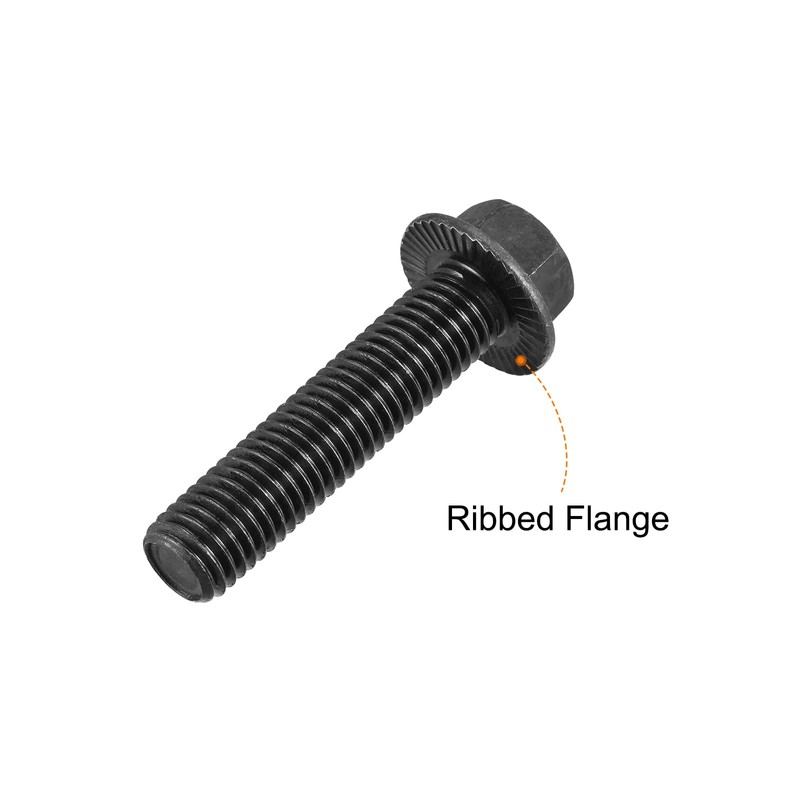 sourcing map M14-2x60mm Hex Serrated Flange Bolts 10.9 Grade Carbon
