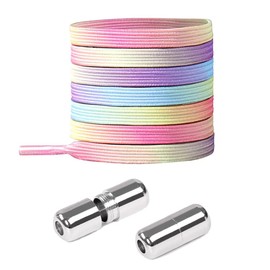 CHYEEH Elastic Shoelaces, Universal No Tying Flat Rubber Laces with Quick Release / Rubber Shoe Laces Adjustable with Metal Clasp - Children's Ties No More Shoelaces, pastel