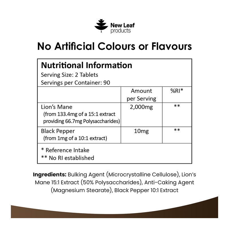 New Leaf Products Lions Mane Tablets