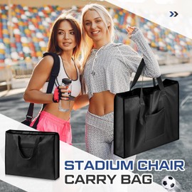 Dansydaisy 2 Pcs Stadium Seat Storage Bag Chair Carry Bags Wide Bleacher Cushion Chair Carry Bag for Stadium Baseball Football Soccer Sports Match Camping Beach Hiking Trip (Black)