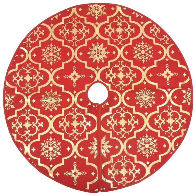 "vidaXL Luxury Christmas Tree Skirt with Sock - Red Fabric,