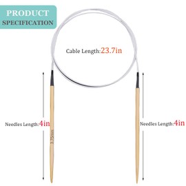 Weabetfu Bamboo Circular Knitting Needles 32inch Length for Handmade DIY and Any Weave Yarn Projects,Include Knitting Accessories,US Size 5(3.75mm)