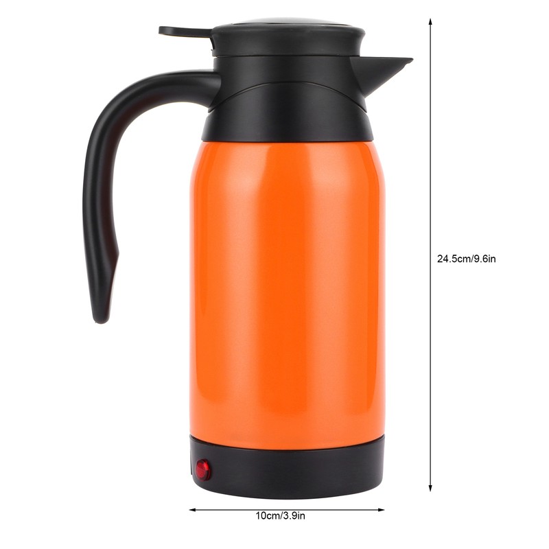 Orange Car Electric Kettle Temperature Display Car Boiling Cup Travel