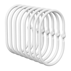 Bathway Shower Curtain Rings, White Shower Curtain Hooks 12 Pcs Anti-Drop Shower Rings for Curtain, Metal Shower Curtain Rings Rust Proof, Shower Hooks for Shower Curtain Rod, Curtain Rings