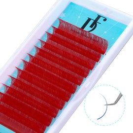 DF Red Lash Extension Volume Eyelash Extensions 0.05 D Curl 15-20mm Mixed Tray Individual Lash Extensions Classic Lash Extensions Soft Matte Black Single Lashes Professional Salon Use