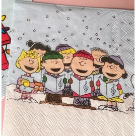 2 Individual Paper Decoupage Beverage Size Napkins Christmas Carol Peanuts DIY