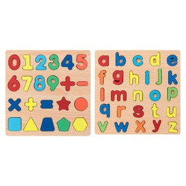 1 Set of Abc Letter Puzzle Boards and 1 Set of Number Puzzle Boards, Puzzle Toy, Educational Toy Made of Wood, Toy for Early Childhood Education