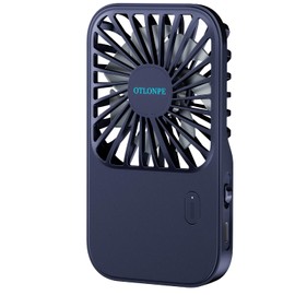 Otlonpe Mini Portable Handheld Fan - Slim, Light Personal Hand Held Fan Rechargeable with Foldable Stand, Lanyard, 3 Speeds for Travel, Lash Eyelash, Small Pocket Hand Fan for Women Girls Kids (Blue)
