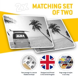 Rectangle Stickers (Set of 2) 10cm - Surf Bus Van Surfer Surfing Fun Decals for Laptops,Tablets,Luggage,Scrap Booking,Fridges, #38139