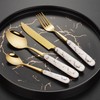 SensiSel 16 Piece Ceramic White Handles and Golden Plated Stainless