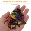 100pcs Wooden Buttons, 2 Holes Heart Shape Assorted Buttons for