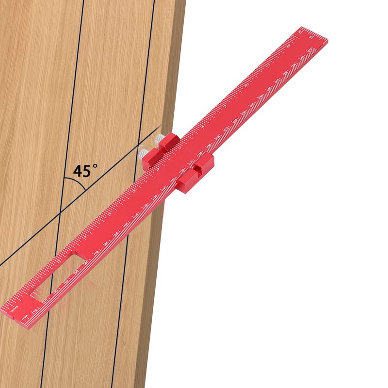 Woodworking Pocket Ruler 12in Multifunctional Metric Inch Woodwork Adjustable Sliding