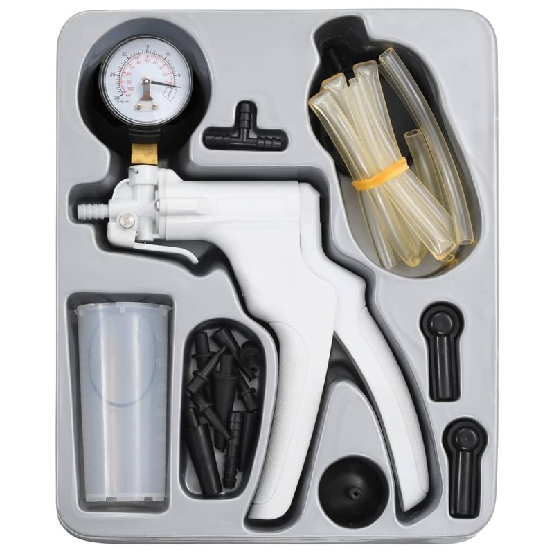 vidaXL Bremsentlüfter Hand Vakuumpumpe Set mit Schläuchen Adaptern Anschlüssen Vakuum
