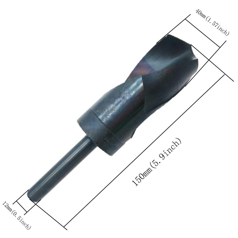 XMHF 40mm Black Oxide High Speed Steel Reduced Shank Drill