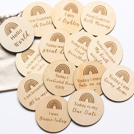 NICU Baby Gift NICU Milestone Cards - Beautifully Handcrafted Natural Wood Special Moment Photo Cards for Preemie Baby Moms Gender Neutral