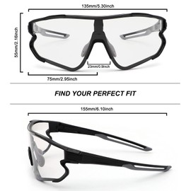 OULAIQI Photochromic Youth Baseball Sunglasses Cycling Glasses for 8-14 boys girl UV Protection MTB Mountain Bicycle Fishing