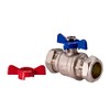 Butterfly Ball Valve 22mm Red & Blue Handle Compression Fitting