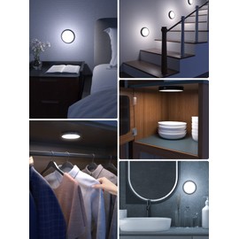 WILLED Tap Light Rechargeable, 6000K Dimmable Touch Light Buit-in 1000mAh Large Battery, Stick on Closet Light, Portable LED Puck Night Lights for Cabinet, Wardrobe, Counter, Kitchen, Bedroom (2 Pack)