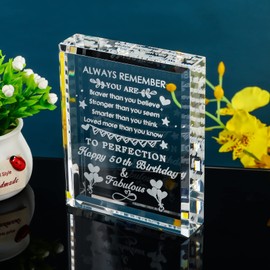 YWHL 50th Birthday Gifts for Women Men Crystal Keepsakes for 50th Birthday Presents Idea for Mom Dad Aunt Uncle 50 Year Old Gifts for Women Men Friend Who Has Everything