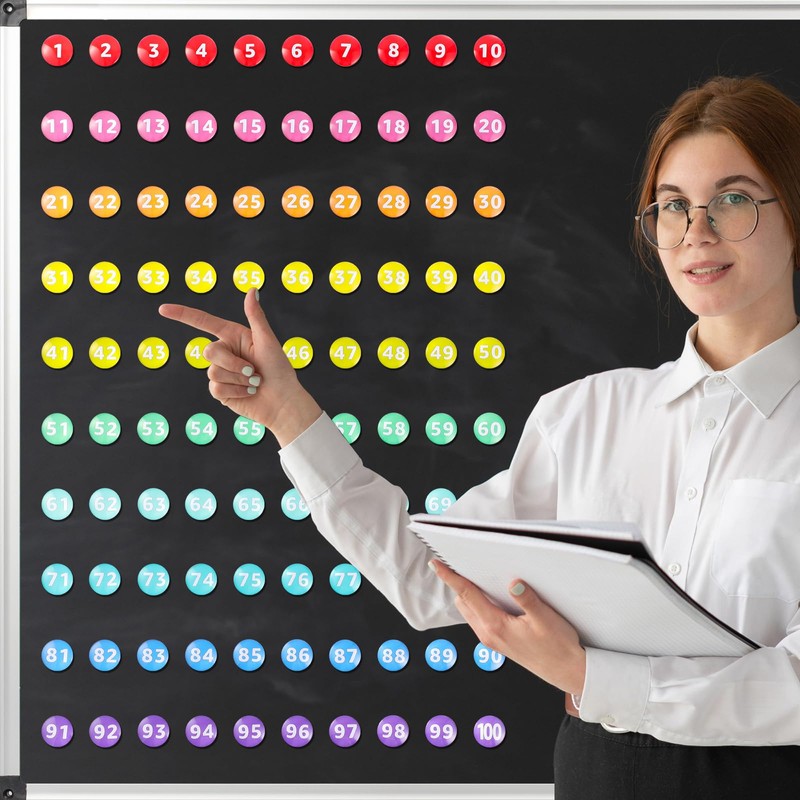 Tellegloww 1-100 0.98" Glass Magnetic Numbers for Whiteboard,Rainbow Color