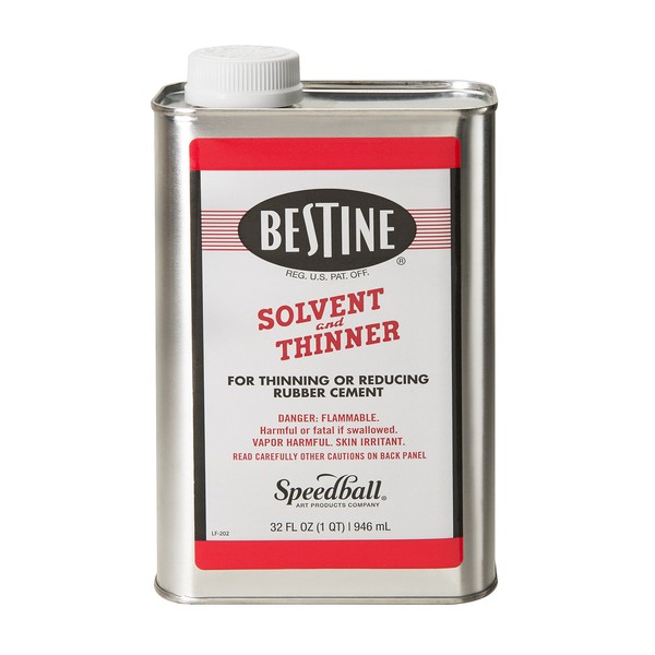 Bestine Solvent and Thinner for Rubber Cement – Cleans Ink, Adhesive and Parts, 32 Ounce Can