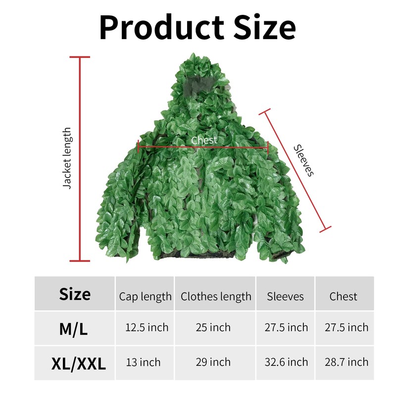 HYOUT Hooded Ghillie Suit Camo Suit Woodland & Forest Design