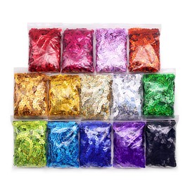 Laser Sequins 6mm Wide 140 Yard Mixed 14 Color,Handmade Crafts Environmental Flat Sequin Strip Trim on Strings for Crafts, Fringe, and Sewing