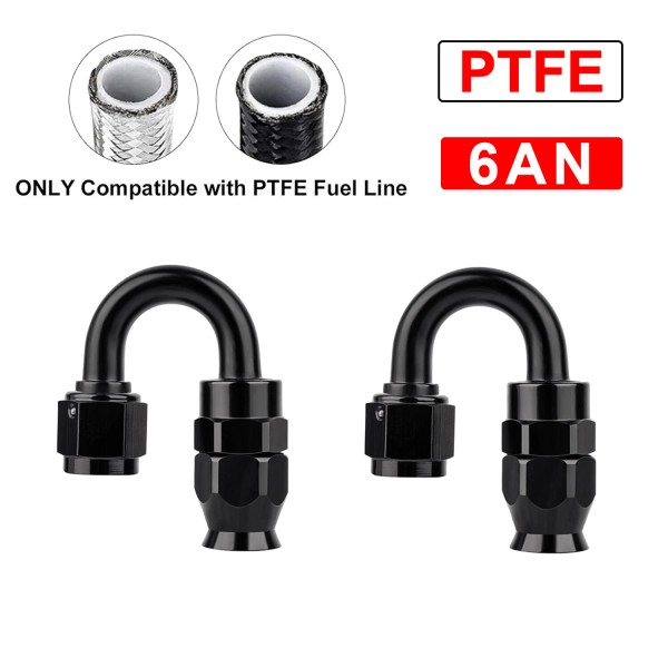 EVIL ENERGY 2PCS 6AN PTFE Hose End Fitting 180 Degree