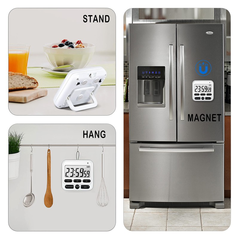 KTKUDY Digital Kitchen Timer with Mute/Loud Alarm Switch ON/Off Switch,