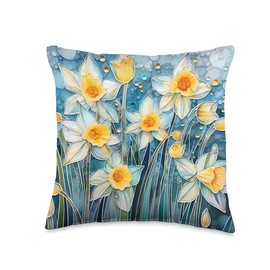 Daffodils Blossoms are the Spring Flowers, A Yellow Jonquils Throw Pillow