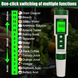 10 in 1 TDS PH Meter Water Tester with Back light, PH/TDS/EC/Salinity/Temp Meter with ATC, 0.01 Resolution High Accuracy Pen Type Liquid Tester for Drinking Water, Hydroponics, Plants, Aquarium Etc