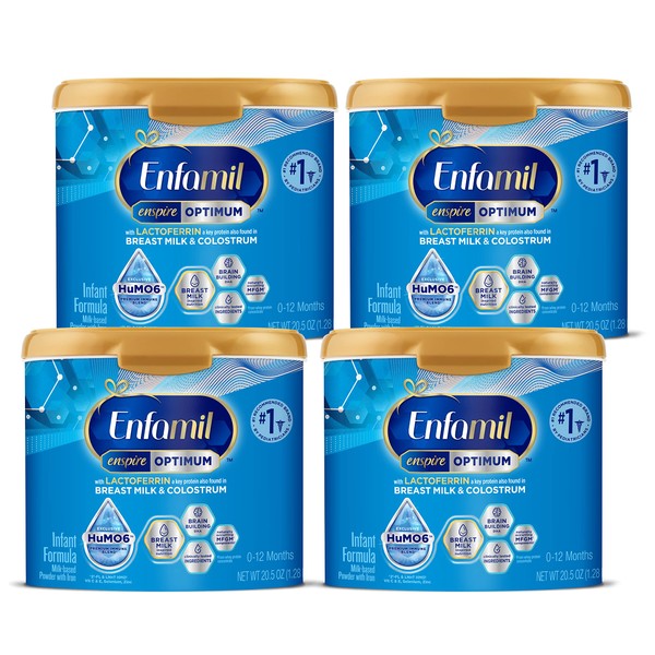 Enfamil Enspire Infant Formula with Immune-Supporting Lactoferrin,Brain Building DHA,5 Nutrient Benefits in 1 Formula,Our Closest Formula to Breast Milk,Non-GMO,Reusable Powder Tub,20.5 oz,Pack of 4