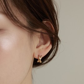 Gold&Deer 14K Goldfield Glam Cross One-Touch Earrings Yellow Gold / 골드앤디어 14K 골드필드 글램 크로스 원터치 귀걸이 옐로우골드