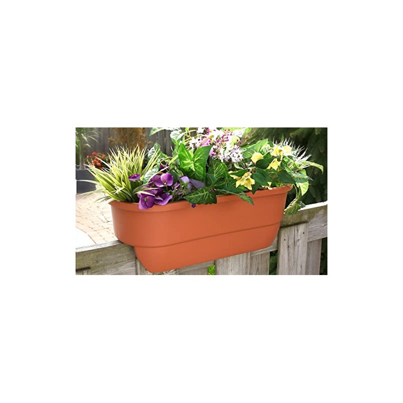 Apollo Exports International 24" Dual Deck Railing Planter, Terra Cotta